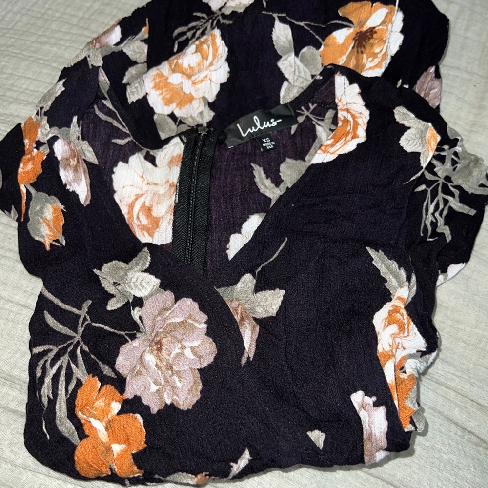 Lulus Floral Flower Print Wrap Mini Dress - Picture 2 of 9